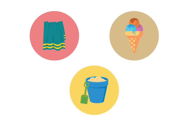 beach-icon-towel-vector-bundle