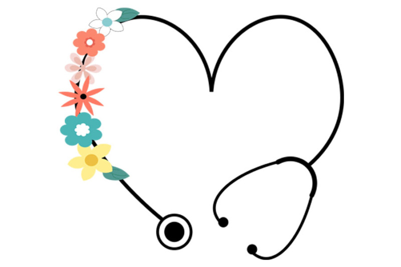 Download Floral Stethoscope SVG, Flower Heart Stethoscope Svg ...