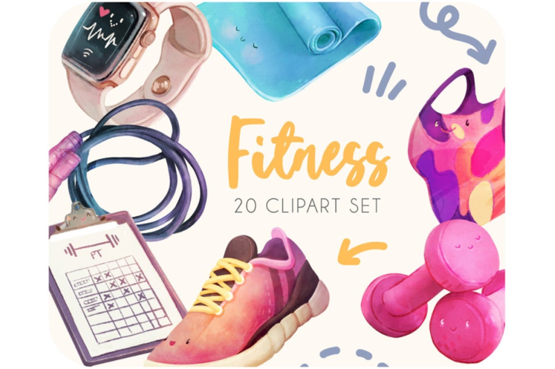 20-fitness-and-workout-cliparts-sport-amp-gym-cute-stickers