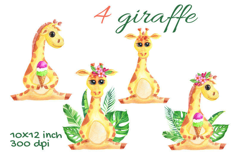 cute-giraffe-watercolor-tropical-safari-african-jungle