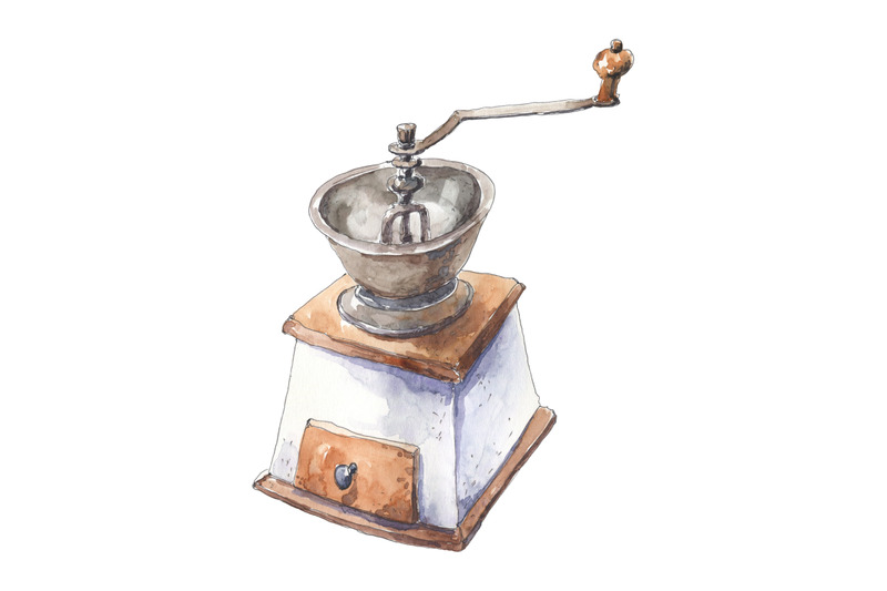 manual-coffee-grinder-watercolor-illustration