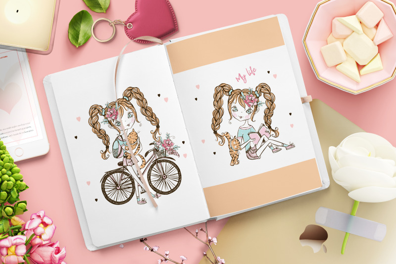 cute-teen-girls-digital-clipart-fashion-girls-valentines-card-svg