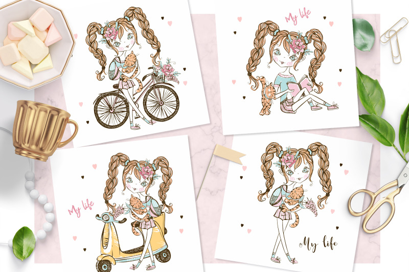 cute-teen-girls-digital-clipart-fashion-girls-valentines-card-svg