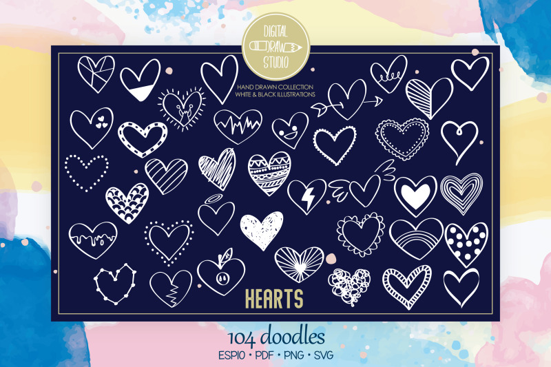 hearts-white-hand-drawn-romance-bundle-scribble-doodles