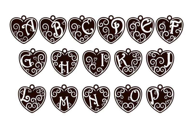 set-of-hearts-with-letters-svg