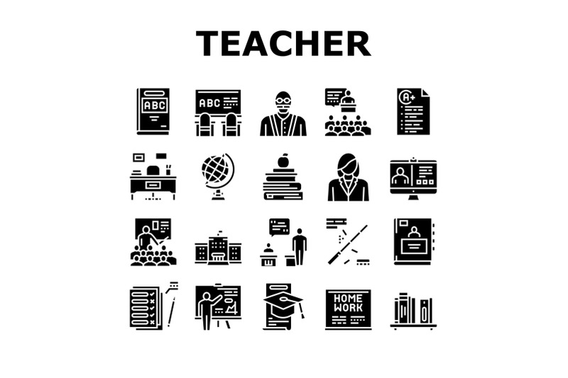 teacher-education-collection-icons-set-vector