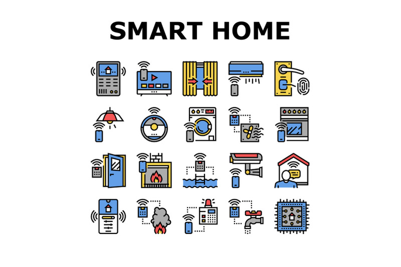 smart-home-equipment-collection-icons-set-vector