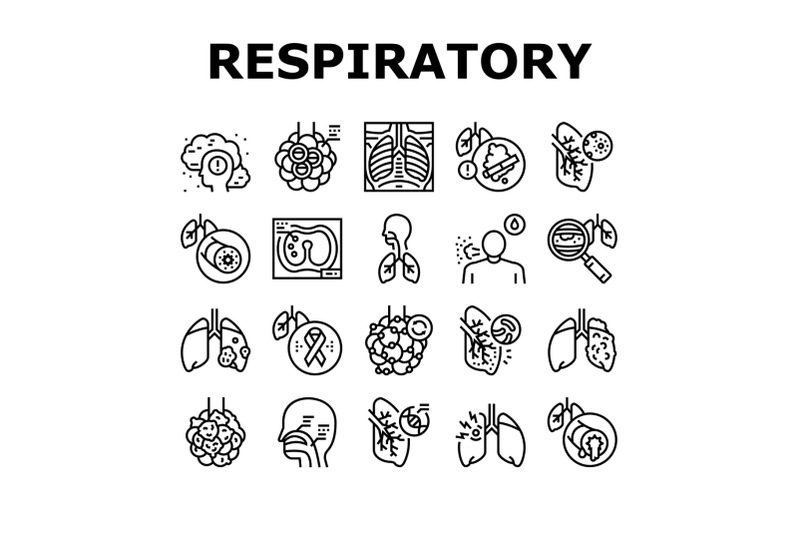 respiratory-disease-collection-icons-set-vector