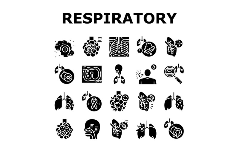 respiratory-disease-collection-icons-set-vector