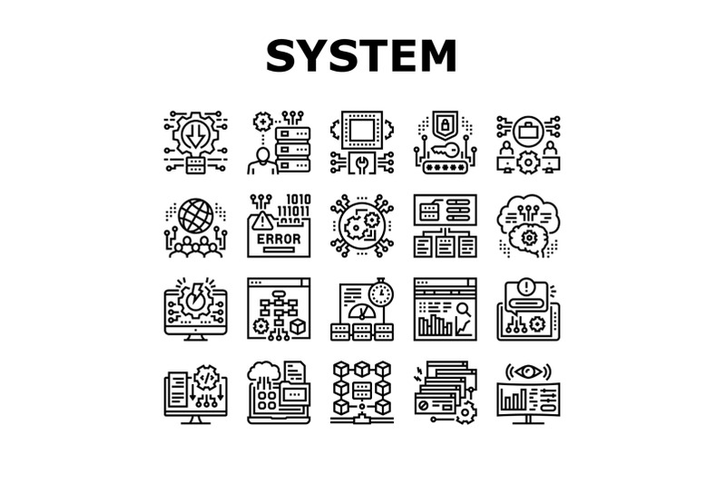system-work-process-collection-icons-set-vector