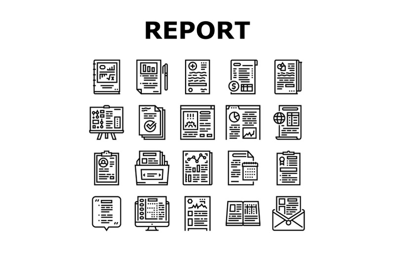 reports-documentation-collection-icons-set-vector