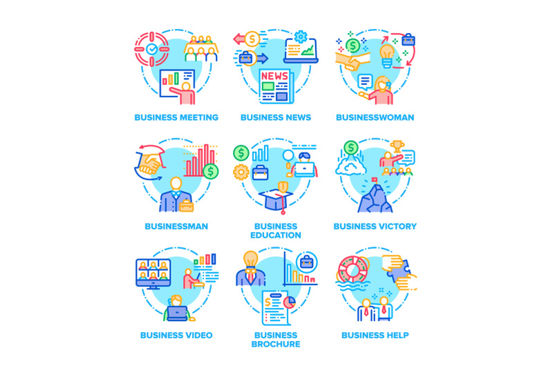 business-set-icons-vector-color-illustrations