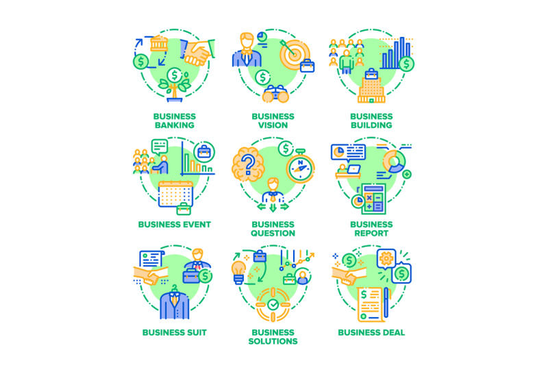 business-goal-set-icons-vector-color-illustrations