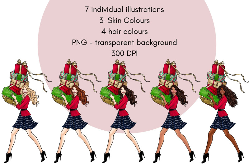 girls-with-gifts-fashion-clipart-set