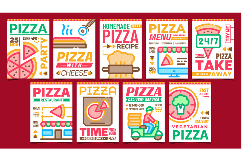 pizza-meal-creative-promotion-posters-set-vector