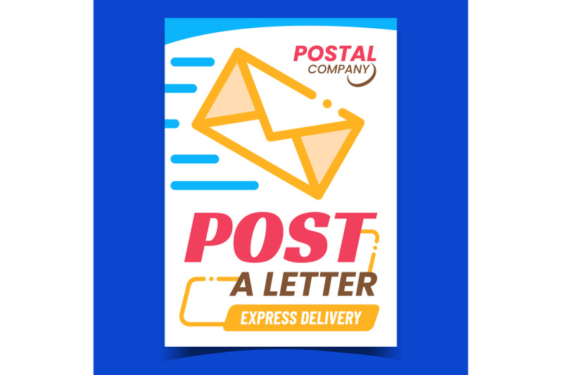 letter-post-express-delivery-promo-poster-vector