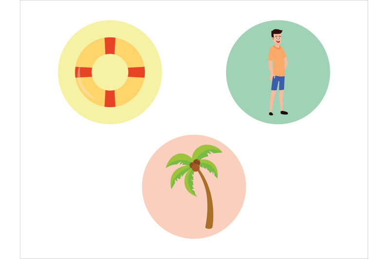 beach-icon-coconut-tree-vector-bundle