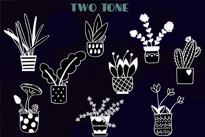 house-plants-white-hand-drawn-cactus-hanging-indoor-flower-pot