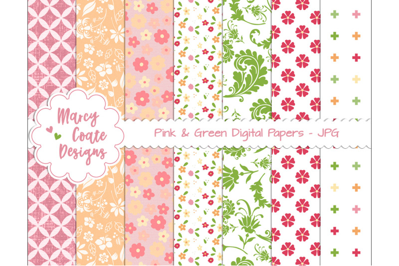 pink-amp-green-backgrounds-digital-papers-scrapbook-papers