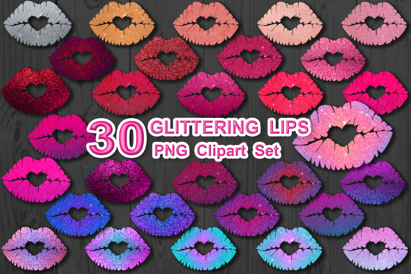 30-glittering-lips-valentine-sublimation-png-clipart-set