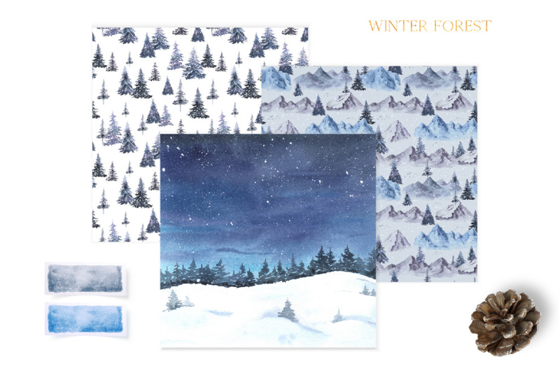 watercolor-winter-forest-digital-papers