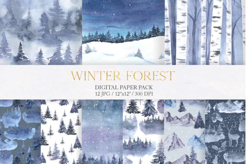 watercolor-winter-forest-digital-papers