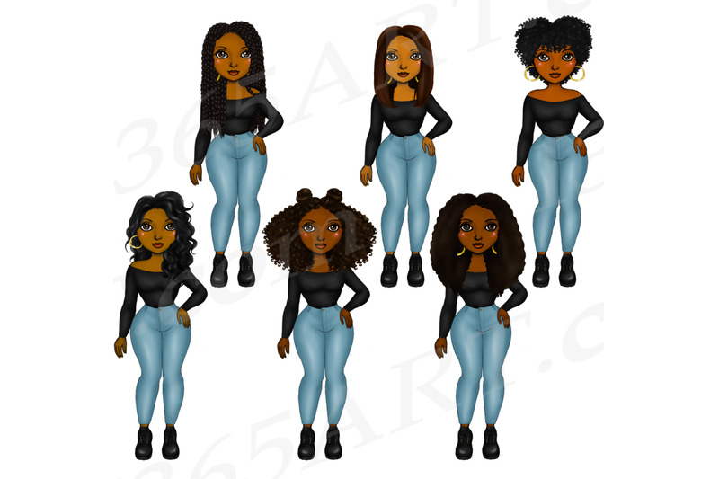 black-woman-clipart-jeans-fashion-png