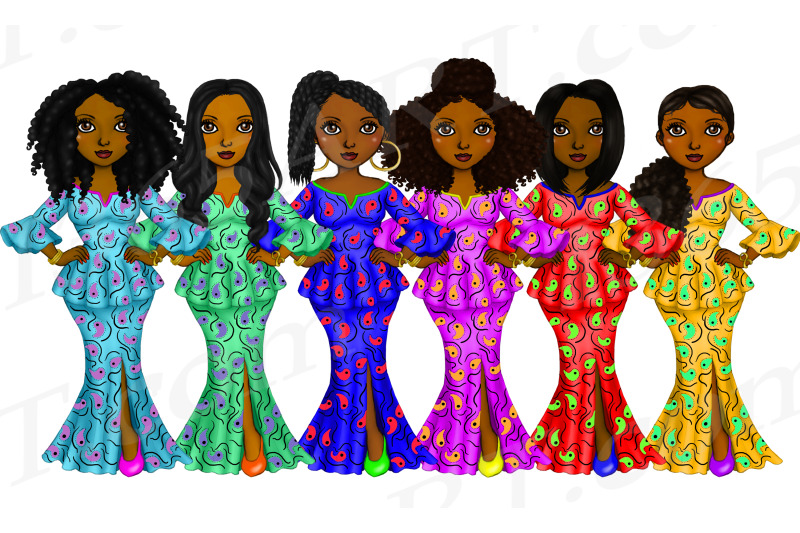 african-women-clipart-ankara-dress-black-girls-png