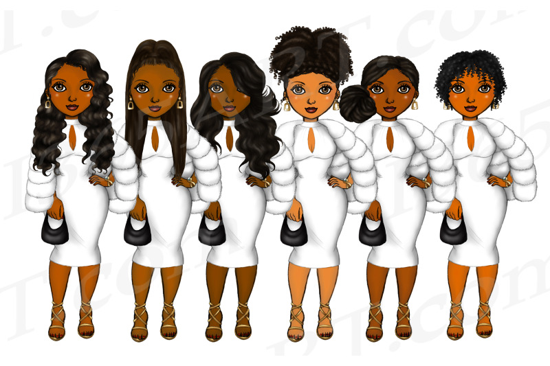 natural-hair-bougie-girls-clipart-set-black-woman-png