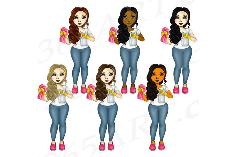 cleaning-ladies-clipart-fashion-girl-clipart-png-set