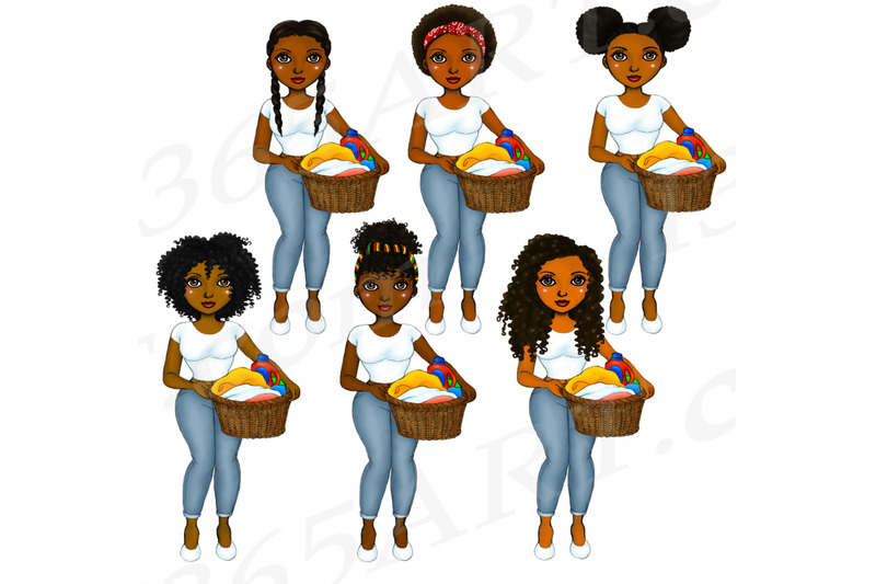 natural-hair-laundry-day-girls-black-woman-clipart-png