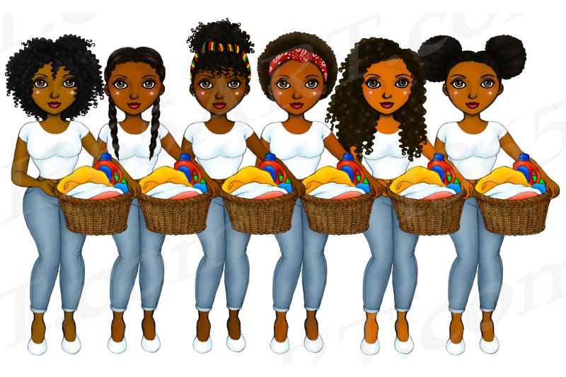 natural-hair-laundry-day-girls-black-woman-clipart-png