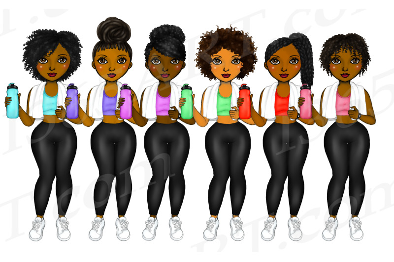black-woman-clipart-fitness-girls-holding-sports-water-bottles-png