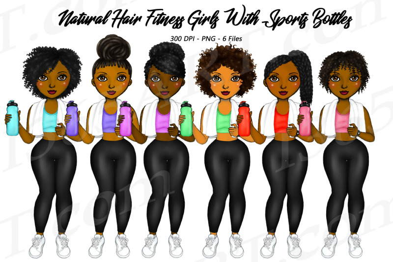 black-woman-clipart-fitness-girls-holding-sports-water-bottles-png