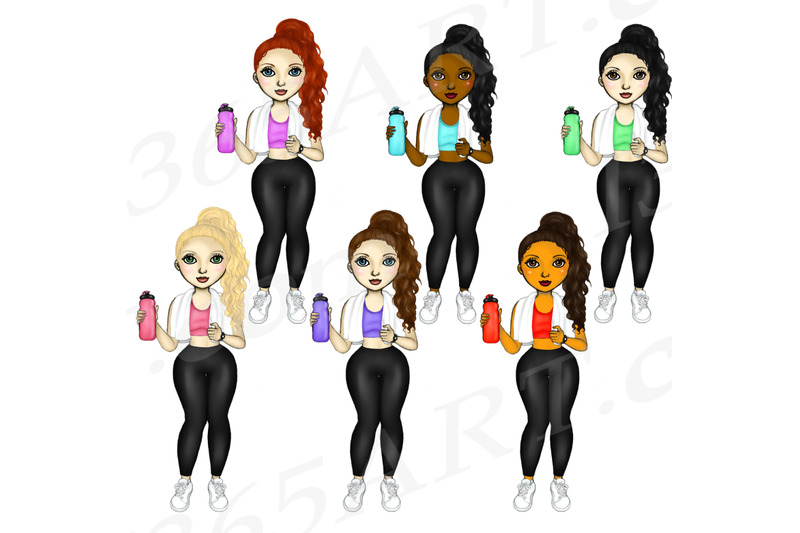 women-holding-sports-water-bottles-fitness-clipart-png