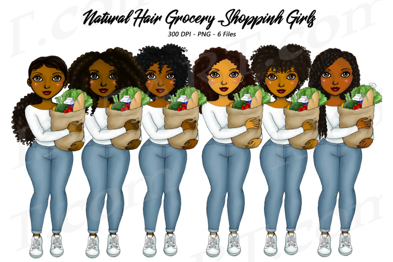 black-woman-grocery-shopping-clipart-png