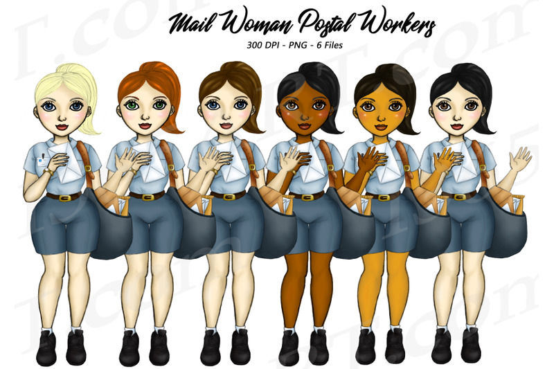 mail-woman-clipart-postal-workers-set-png