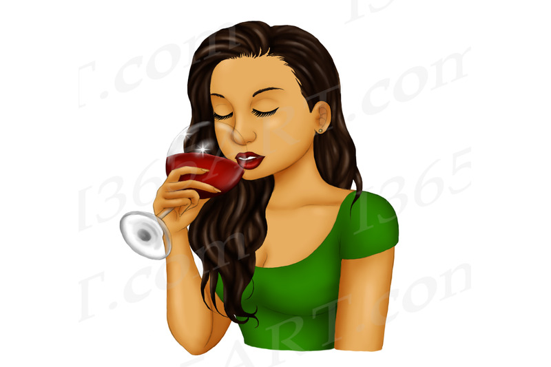 beautiful-women-drinking-wine-clipart-illustrations-png
