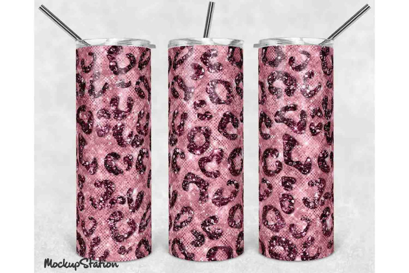 leopard-pink-glitter-20oz-skinny-tumbler-sublimation-design