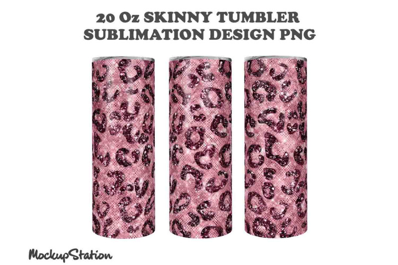 leopard-pink-glitter-20oz-skinny-tumbler-sublimation-design