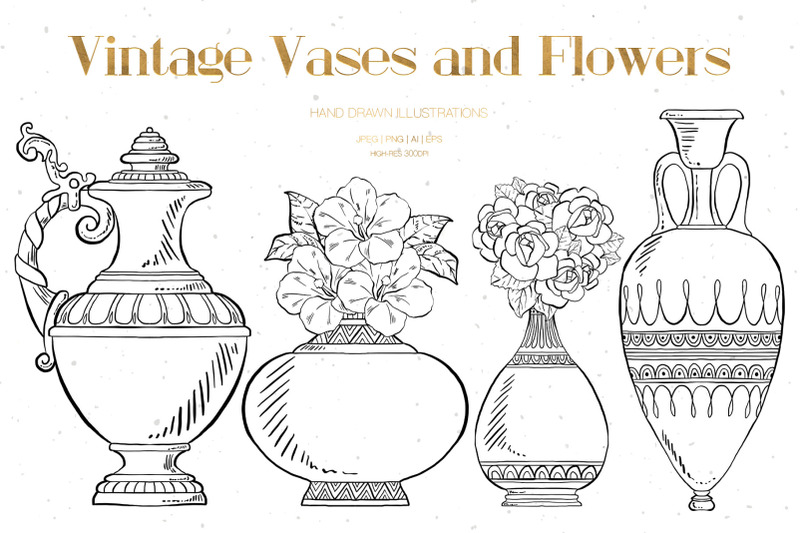 vintage-vases-and-flowers-illustrations
