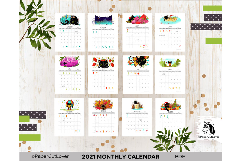 2021-calendar-printable-pdf-monthly-planner-with-black-cat