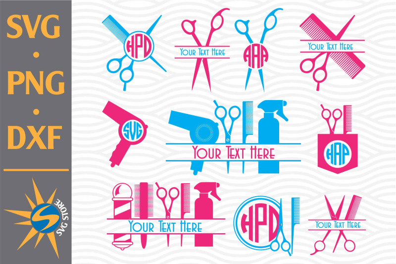 Hairdresser Monogram Svg Png Dxf Digital Files Include By Svgstoreshop Thehungryjpeg