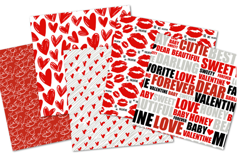 valentines-day-digital-paper-pack-lips-kisses-hearts-word-text