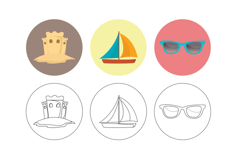 beach-boat-vector-outline-bundle