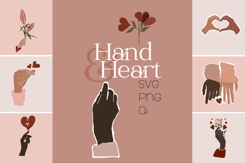 hand-and-heart-graphics-set