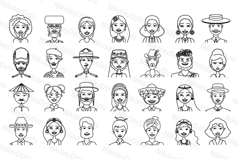 100-people-outline-avatar-icons