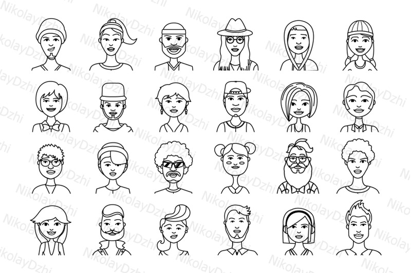 100-people-outline-avatar-icons