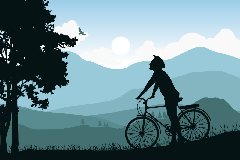 man-with-bicycle-silhouette