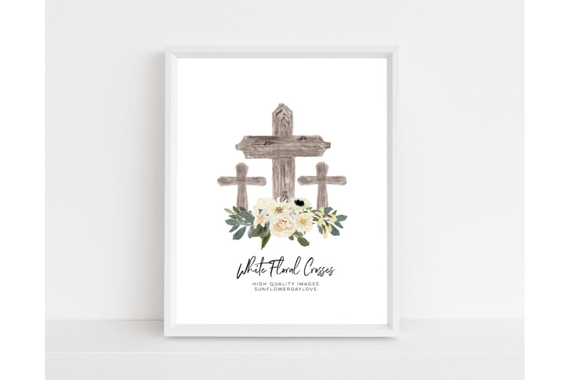 easter-cross-watercolor-clipart-greenery-floral-crosses-green-leaves